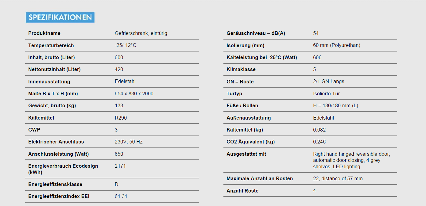 GEFRIERSCHRANK, EINTÜRIG ADVANCE F 70-4 L DR