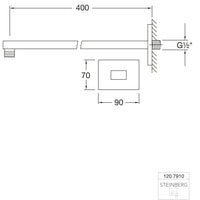 Brausearm, Wandmontage 400mm STEINBERG # 120 7910 verchr.