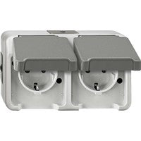Merten SCHUKO-Doppel-Steckdose lichtgrau