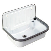 Steel sink, white enamelled with overflow, 495x370x 340mm (WxHxD)