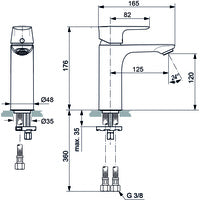 IS Waschtischarm. CONNECT AIR, Grande 5 l/min., o.Ablgarn., Ausld.125mm, chrom