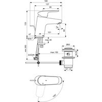 IS wash basin mixer CERAFLEX, 5 l/min. BlueStart, with drain fitting, projection 101mm, chrome