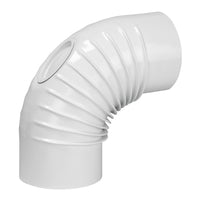 BERTRAMS Bogen ALU-Pu, gerippt, 90 Grad, d: 130mm, weiß, mit Kontrollverschluß
