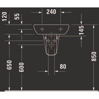DURAVIT Handwaschbecken D-Code 450mm mit ÜL, mit HLB, 1 HL, weiß