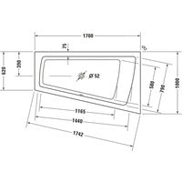 DURAVIT Badewanne Paiova 1700x1000mm Ecke rechts, Einbau f.Bodenzul., weiß