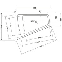 DURAVIT Badewanne Paiova 1800x1400mm Ecke links, mit Schürze u.Gestell, weiß