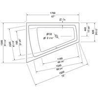 DURAVIT Badewanne Paiova 1700x1300mm Ecke links, Einbau f.Bodenzul., weiß