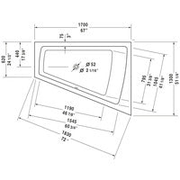 DURAVIT Badewanne Paiova 1700x1300mm Ecke rechts, Einbau f.Bodenzul., weiß