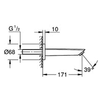 Grohe Wanneneinlauf Eurosmart 13448-3 Wandmontage Ausladung 171mm chrom