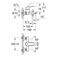 Grohe Einhand-Wannenbatterie BauEdge 23334 integr. Rückflussverhinderer chrom