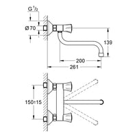 Grohe Costa Wand-Spültischbatterie, chrom, 31187001
