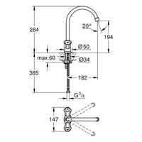 Grohe Costa sink mixer, flexible connection hoses, chrome, 31831001