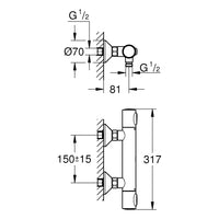 Grohe THM shower mixer Grohtherm 500 34793 wall mounting chrome