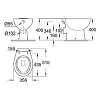 Grohe Stand-Tiefspül-WC Bau Keramik 39430 Abgang waagerecht weiß (39430000)