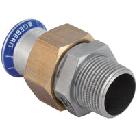 GE Mapress Edelst Übergangsverschraubung d 15xR1/2 mit AG flachdichtend ÜM (MS)
