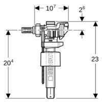 GE Typ 383 Füllventil, WA seitlich 3/8", Nippel aus Messing, für AP-SPK