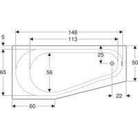 GEBERIT Renova Fünfeckbadewanne 1600x750/500mm rechts, weiß