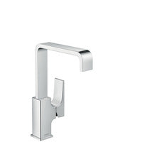 HG wash basin mixer 230 Metropol chrome swivel spout with push-open drain.