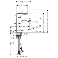HG Waschtischmischer 100 Metris für Handwaschbecken chrom