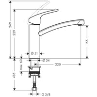 Hansgrohe Focus Einhebel-Küchenmischer, schwenkbarer Auslauf, chrom, 31806000
