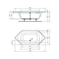 IDEAL STD hexagonal bathtub CONNECT AIR 1900x900x475mm, white