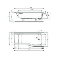 IDEAL STD shower-bath CONNECT AIR version right, 1700x800x465mm, white