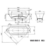 KALDEWEI BW VAIO DUO 8 STAR 953 Antislip 1800x800x430mm pearl effect white