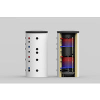 TE SCHICHT-PUFFERSPEICHER SPS-2W 1500 ISOL.: SILBER, MIT TRENNPLATTE, ZWEI WT
