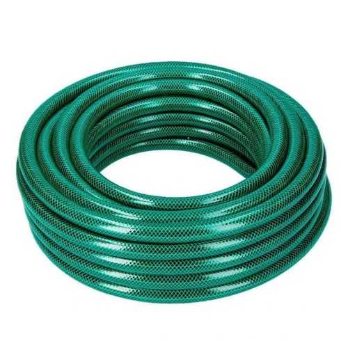 Green garden hose 1/2 "of 50 meters, resistant and flexible made of 3 layers of polyester twill fabric